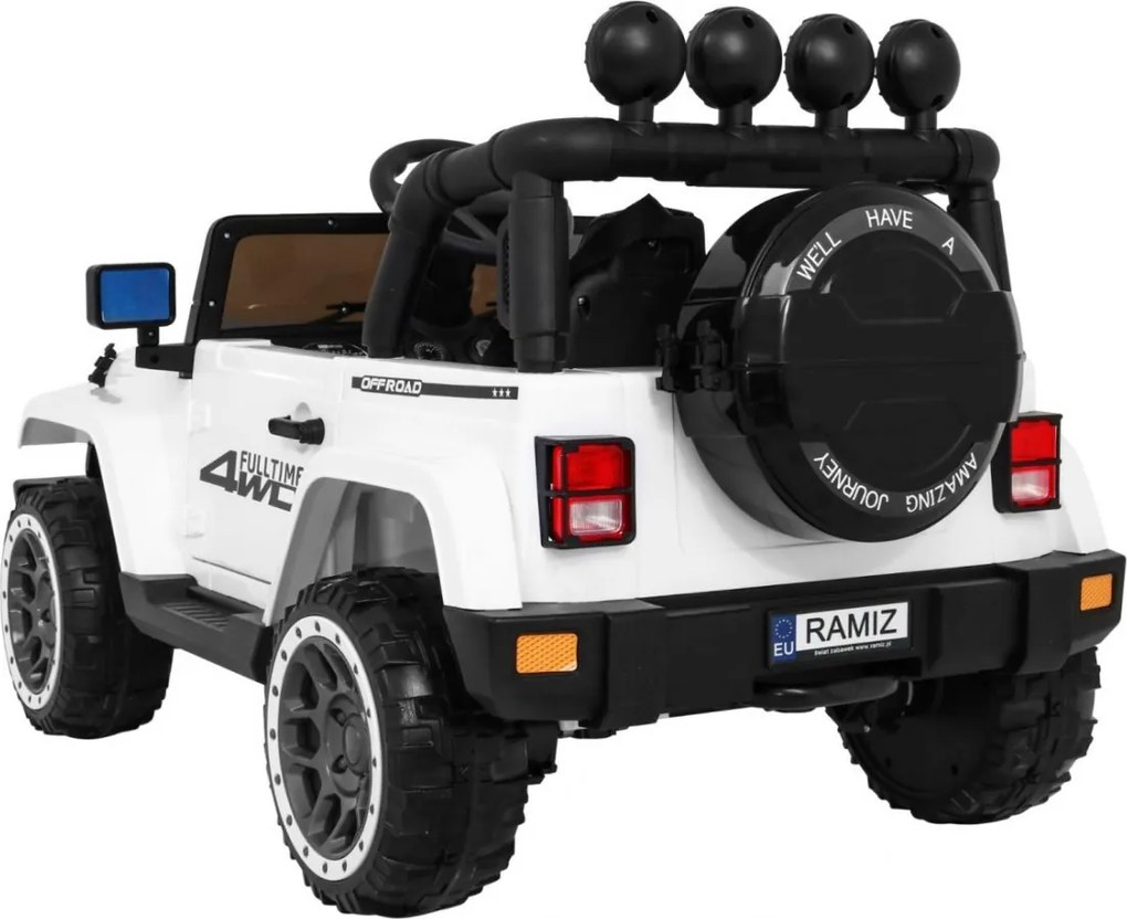 Ramiz Detské terénne auto Full Time 4WD Biele + 4x4 + Diaľkové ovládanie + LED audio + Úložný priestor