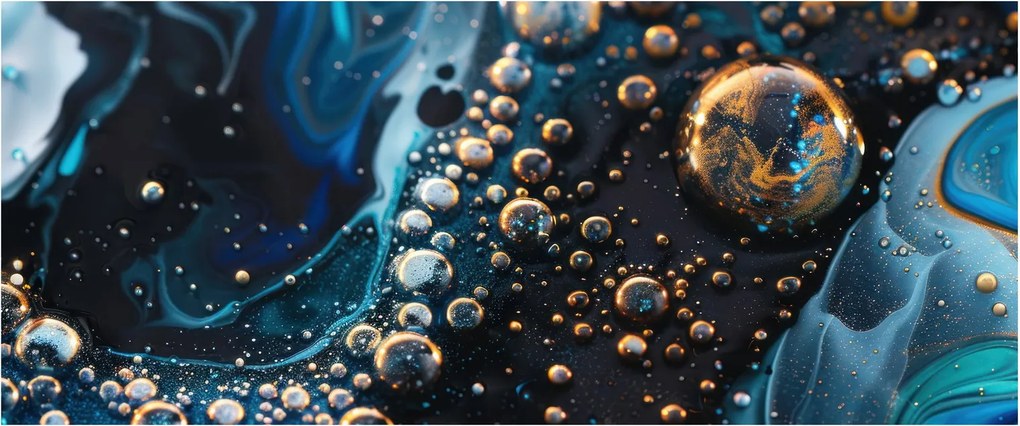 Obraz - Atramentové kvapky (120x50 cm)