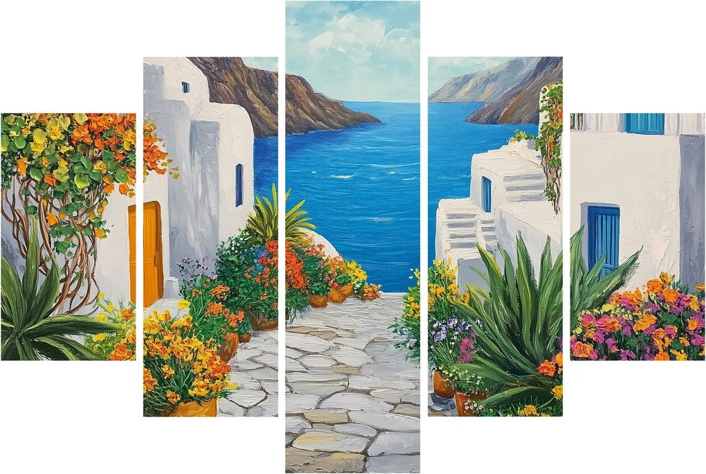 Obraz - Grécka ulička (150x105 cm)