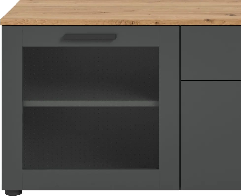 Široká TV skrinka Niklas, 185 cm, šedá/dub artisan