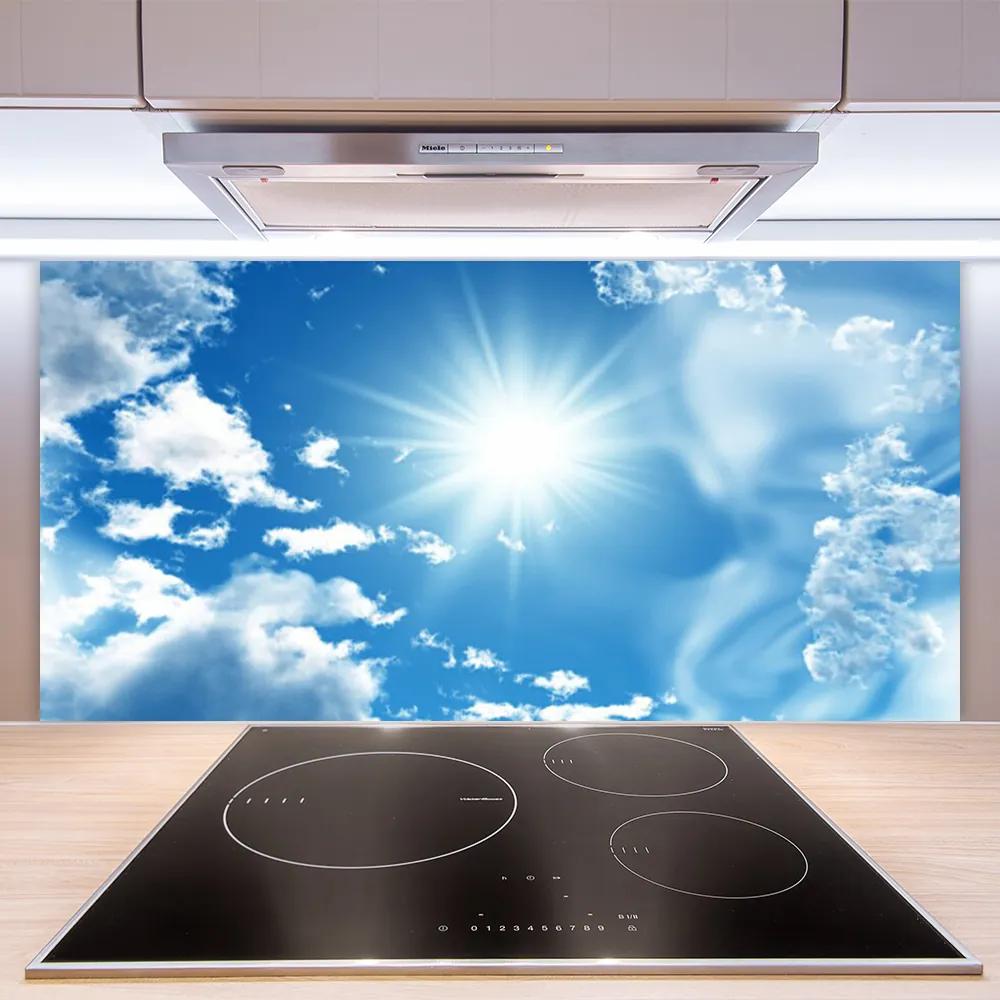 Sklenený obklad Do kuchyne Slnko mraky nebo modré 120x60 cm