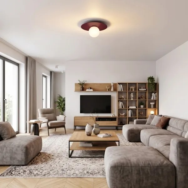 Stropné svietidlo FLAT 1xE27/15W/230V priemer 35 cm bordové