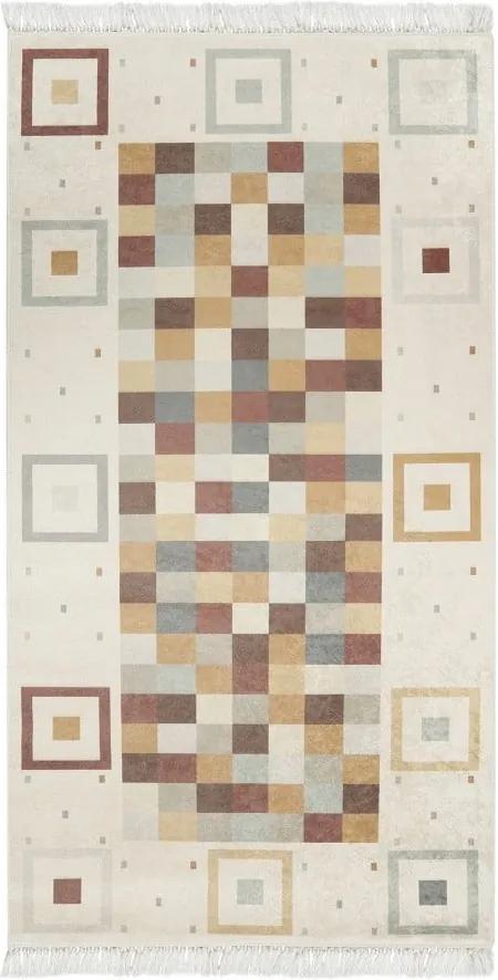 Zamatový koberec Deri Dijital Brown priadny, 80 x 300 cm