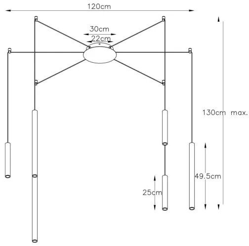 Lucide 74403/06/30 - LED Stmievateľný luster na lanku LORENZ 6xLED/4W/230V pavúk