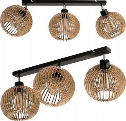 Stropné svietidlo LED luster nastaviteľný drevený 3xe27