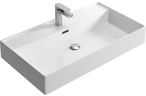 Kúpeľňový nábytkový set Maxx XL 80 cm s keramickým umývadlom a zrkadlom s LED osvetlením biela vysoko lesklá