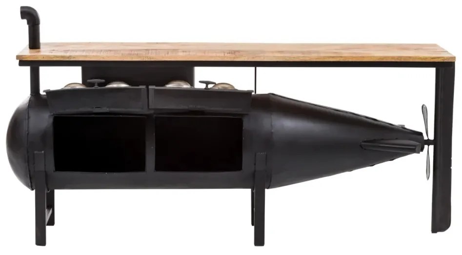 furniture-nabytek.cz - Masívna podumývadlová skrinka z recyklovanej borovice, lakovaná, čierna – 184×43×78 cm