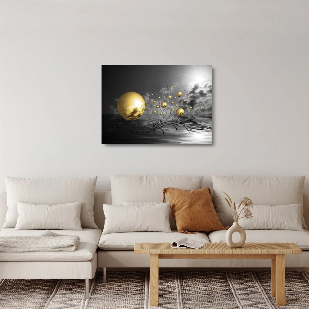 Sklenený obraz okrových gulí (70x50 cm)