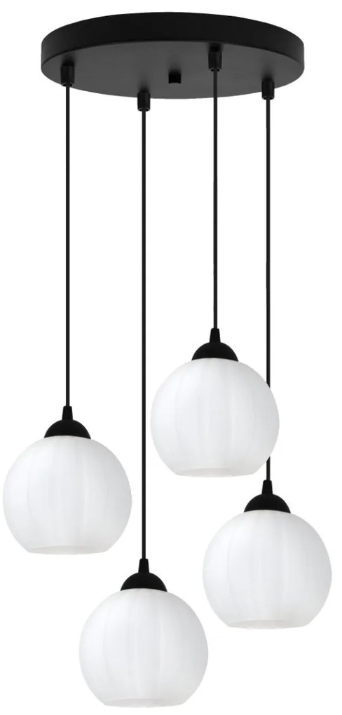 Závesné svietidlo Costa, 4x biele sklenené tienidlo, b, o
