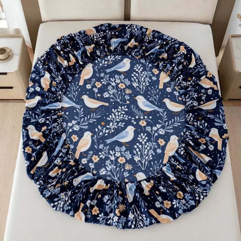 Plachta z mikrovlákna DENIM BIRDS modrá 180x200 cm
