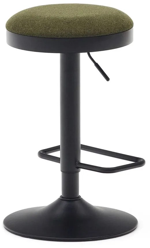 Tmavozelené čalúnené barové stoličky v súprave s nastaviteľnou výškou 2 ks (výška sedadla 53,5 cm) Zaib – Kave Home