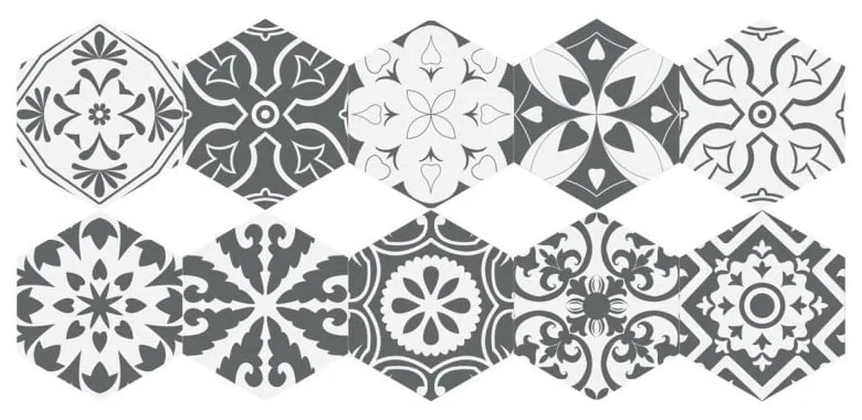 Súprava 10 samolepiek na podlahu Ambiance Hexagons Rosito, 20 × 18 cm