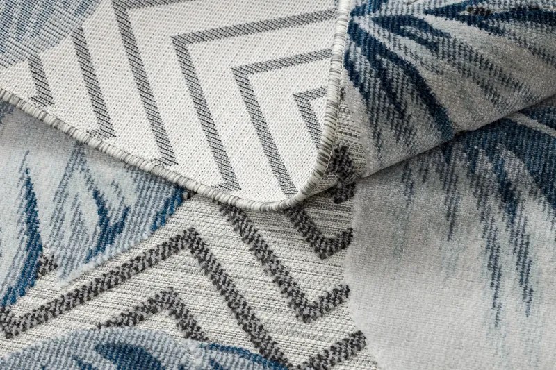 Dywany Łuszczów, Kusový koberec Botanic 65242 Feathers grey – na von aj na doma, 137x190, modrá, chodba / predsieň