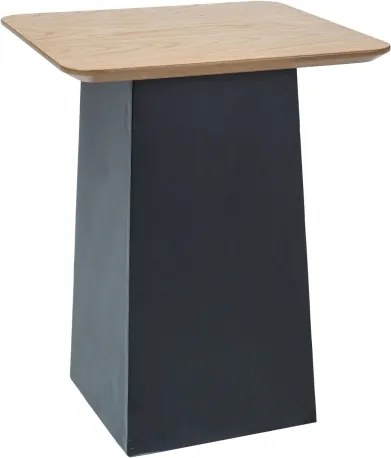 Čierny príručný stolík s doskou v dekore dub TOM