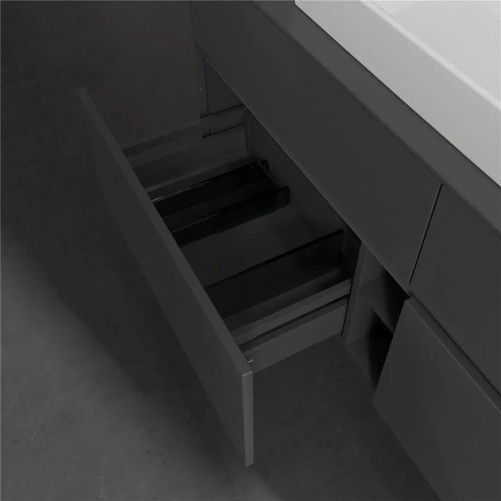 VILLEROY &amp; BOCH Collaro závesná skrinka pod umývadlo na dosku (umývadlo v strede), 4 zásuvky, 1400 x 500 x 548 mm, Glossy Grey, C08800FP