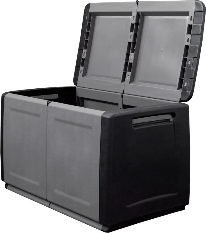 Plastový odkladací box s vekom, 960x570x530 mm, sivý