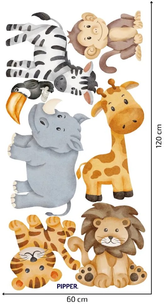 PIPPER. Textilná nálepka na stenu "Zvieratká zo ZOO"