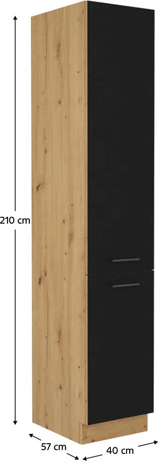 Potravinová kuchynská skrinka Meriel 40 DK 210 2F (čierna + dub artisan). Vlastná spoľahlivá doprava až k Vám domov. 1033990