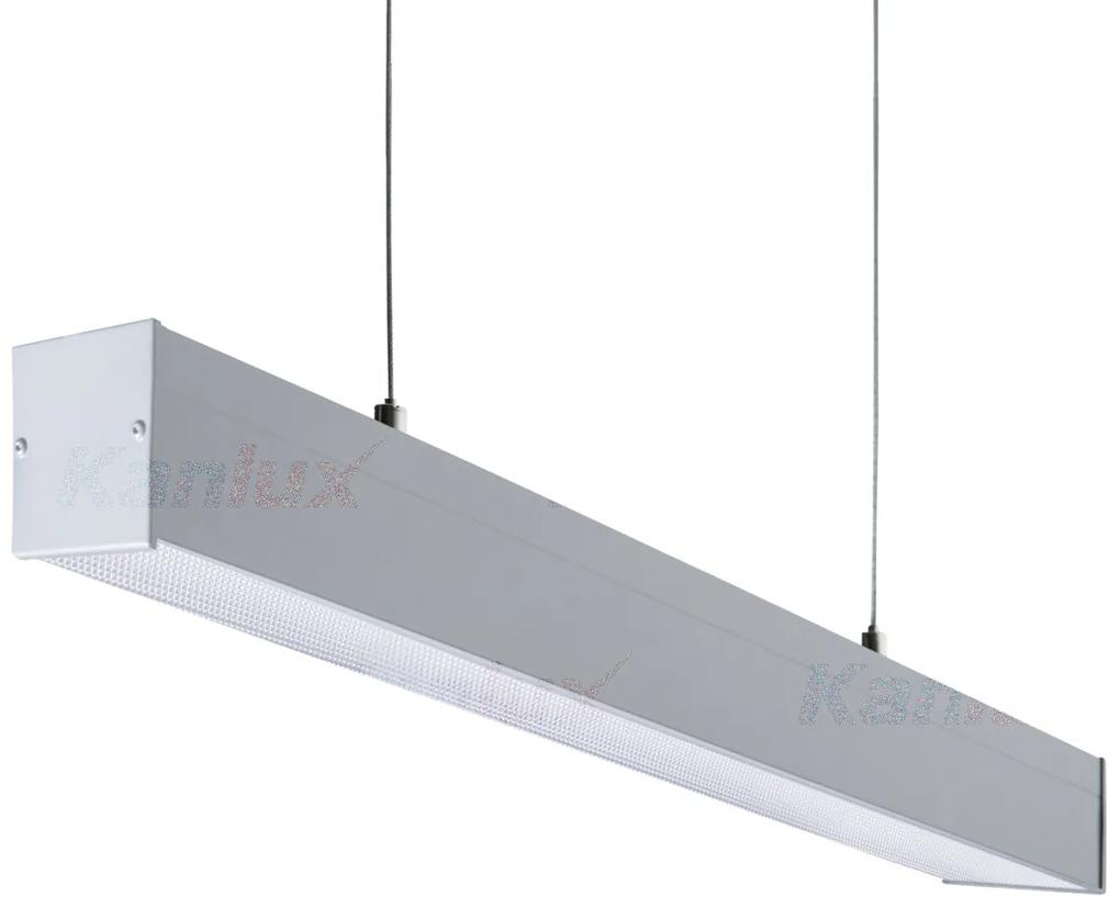 KANLUX Závesné osvetlenie pre LED trubice T8 AMADEUS, 1xG13, 58W, 154x150x6cm, strieborné, mikroprizmatický