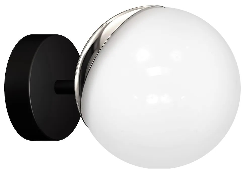 Nástenné svietidlo Sfera, 1x biele sklenené tienidlo, b/ch