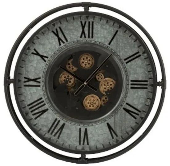 Kovové nástenné hodiny s pohyblivým strojčekom Romani - ∅68 * 10cm