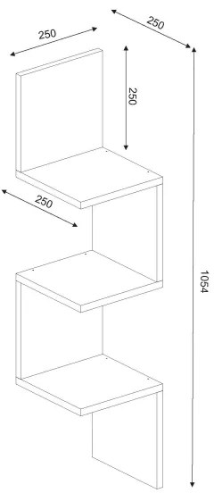 Rohová nástenná polica CORNER 105,4x25 cm biela