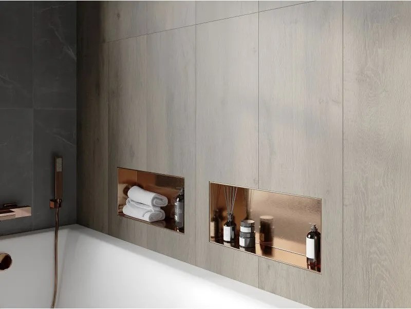 Mexen X-Wall-NR, polica na zapustenie bez príruby 45 x 20 cm, medená matná - 19C1452010