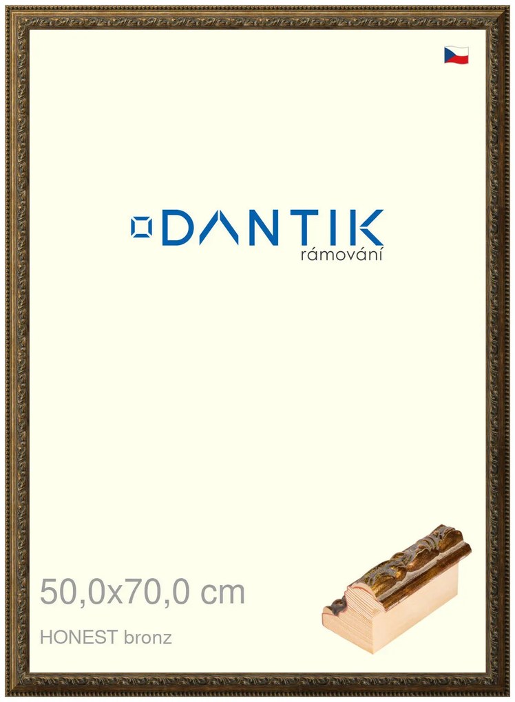 DANTIK rám na obraz 50x70 | HONEST malá vysoká bronz (Plexi Čiré)