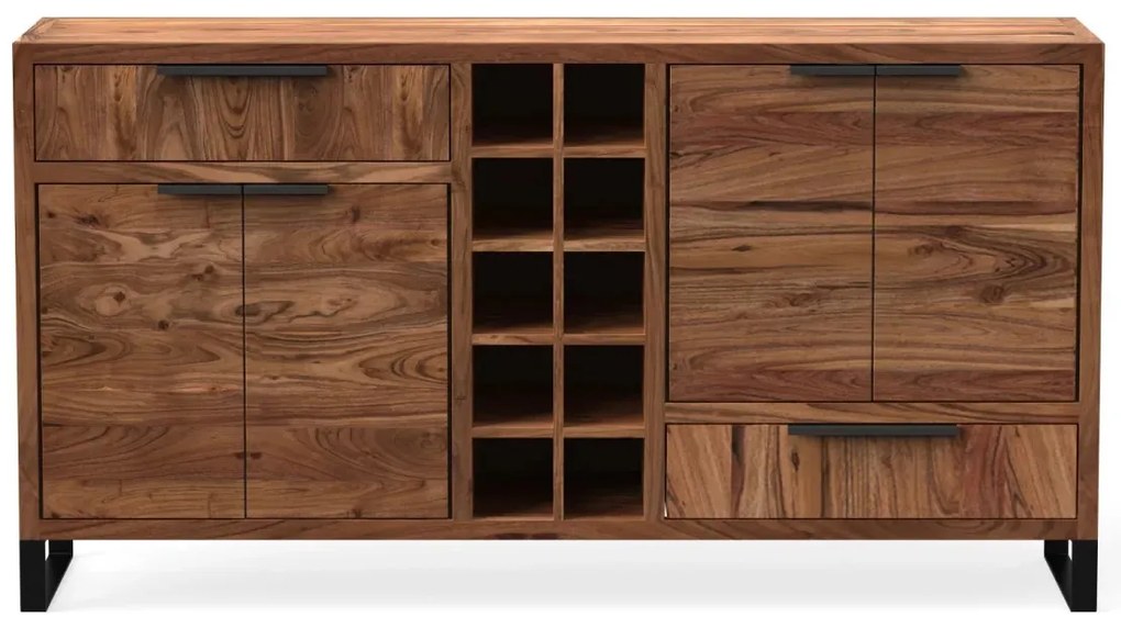 furniture-nabytek.cz - Masivní příborník Sydney z akácie, lakovaný, hnědý – 160×45×84 cm