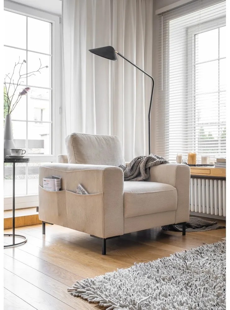 Béžové menčestrové kreslo Lofty Lilly – Miuform