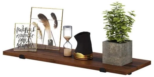 Sada 2x nástenných políc SHELFY hnedá/čierna