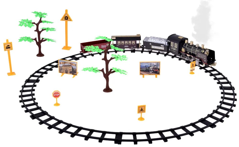 Veľká retro lokomotíva RC0700 s diaľkovým ovládaním, svetlom, parou a realistickým zvukom