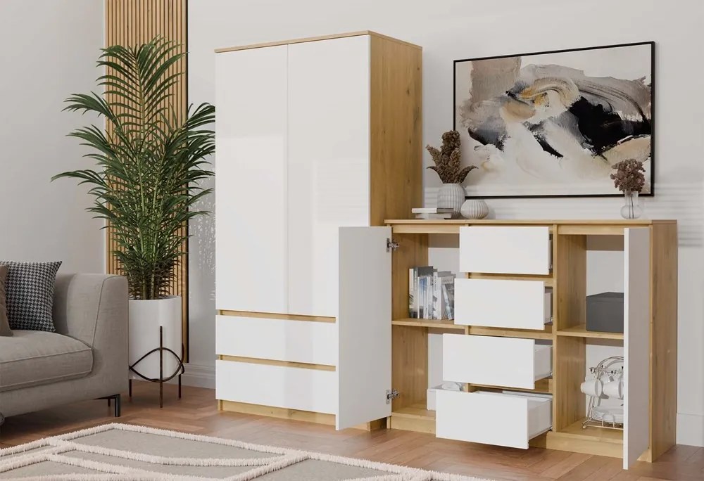 Komoda Malwa 2D4S 120 cm dub artisan/bílá