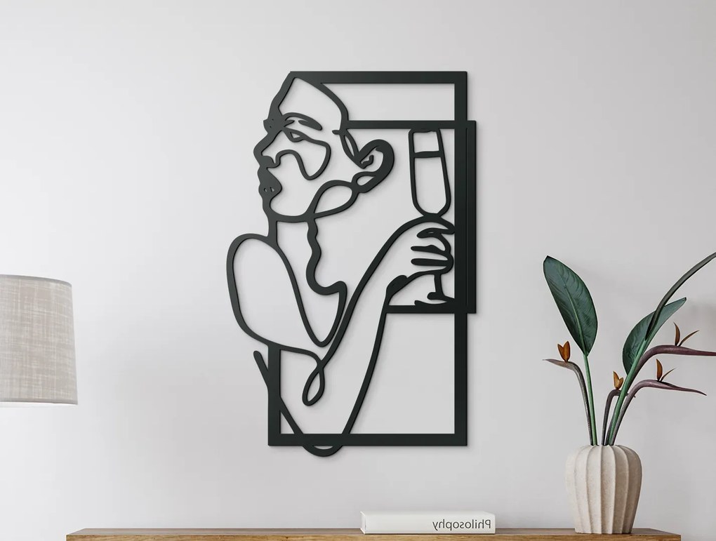 drevko Abstraktný obraz Pitie vína Rozmer obrazu: 44,5 x 28,5 cm, Farba dekorácie: Čierna