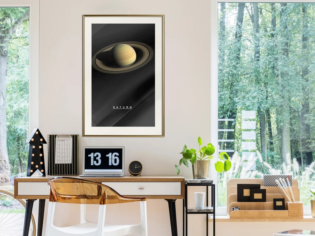 Artgeist Plagát - Saturn [Poster] Veľkosť: 30x45, Verzia: Zlatý rám s passe-partout