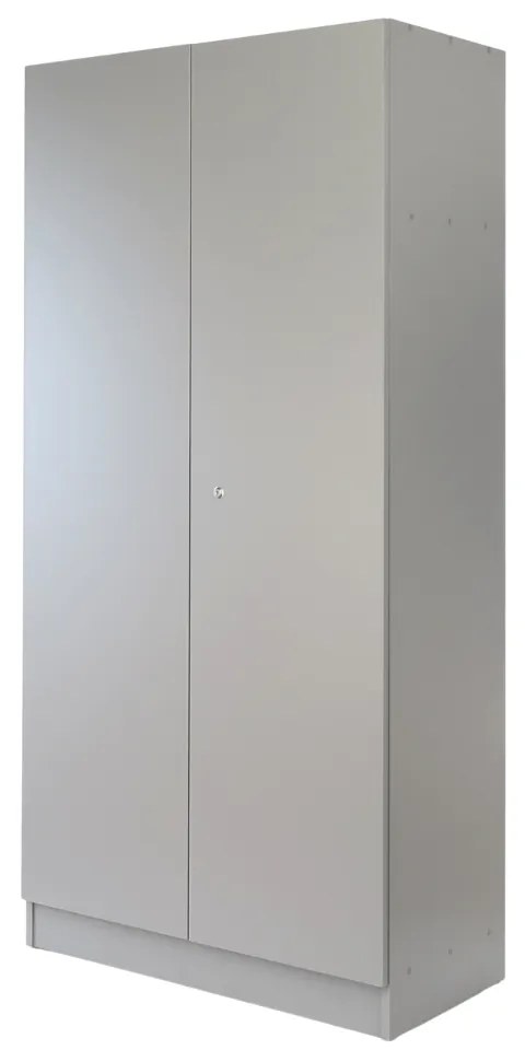 Drevená šatníková skriňa Visio LUX, 90 x 45 x 185 cm, cylindrický zámok, sivá