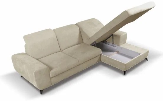 Rozkladacia rohová čalúnená sedacia súprava s úložným priestorom v tvare L ALTA pravá béžová