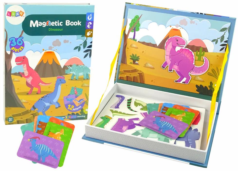 Lean Toys Magnetická kniha s magnetkami Dinosaurov - 36 prvkov