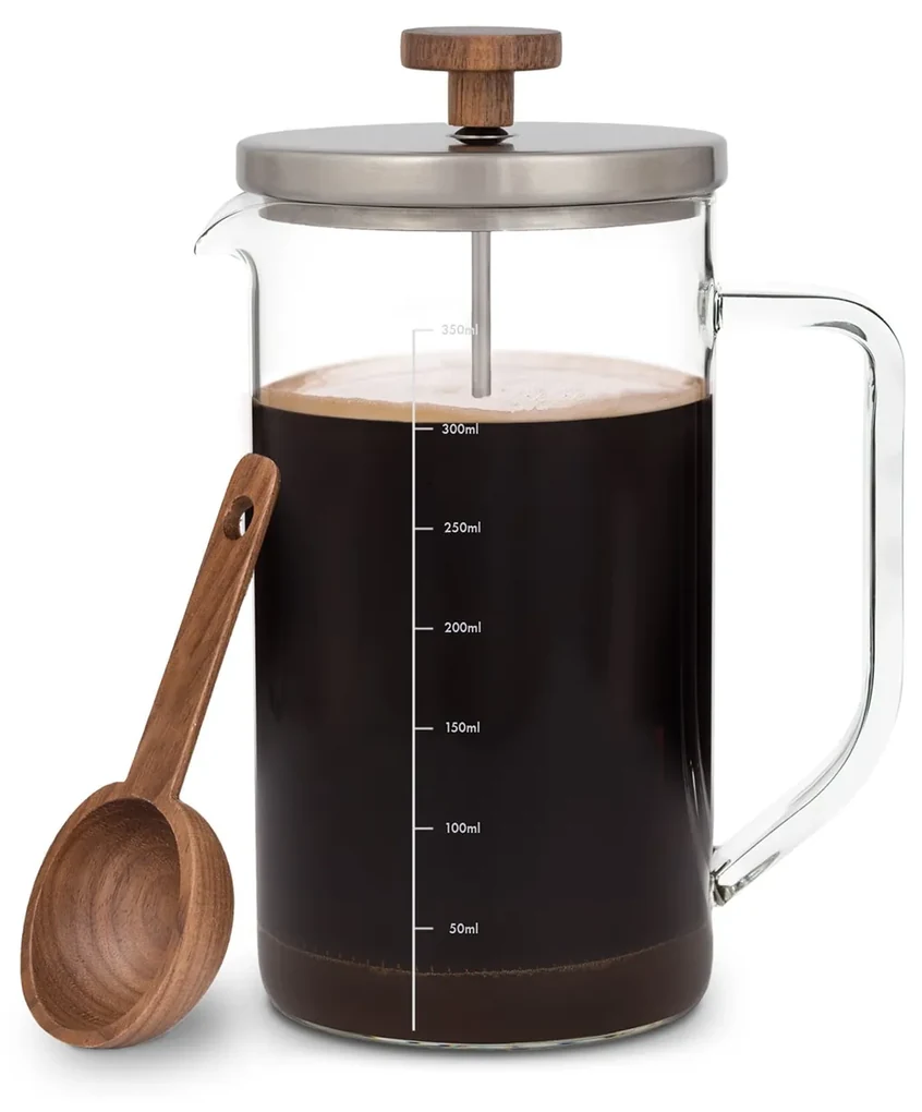 Glaswerk Ristretto, french press, 0,35 l, borosilikátové sklo, nehrdzavejúca oceľ, orechové drevo