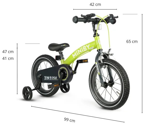 Detský bicykel Miniby 14" zelený