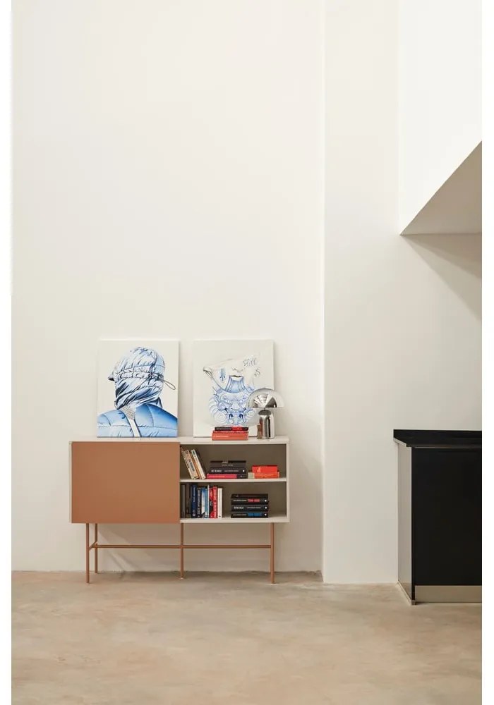 Nízka komoda s posuvnými dverami v béžovo-tehlovej farbe140x91 cm Nube – Teulat