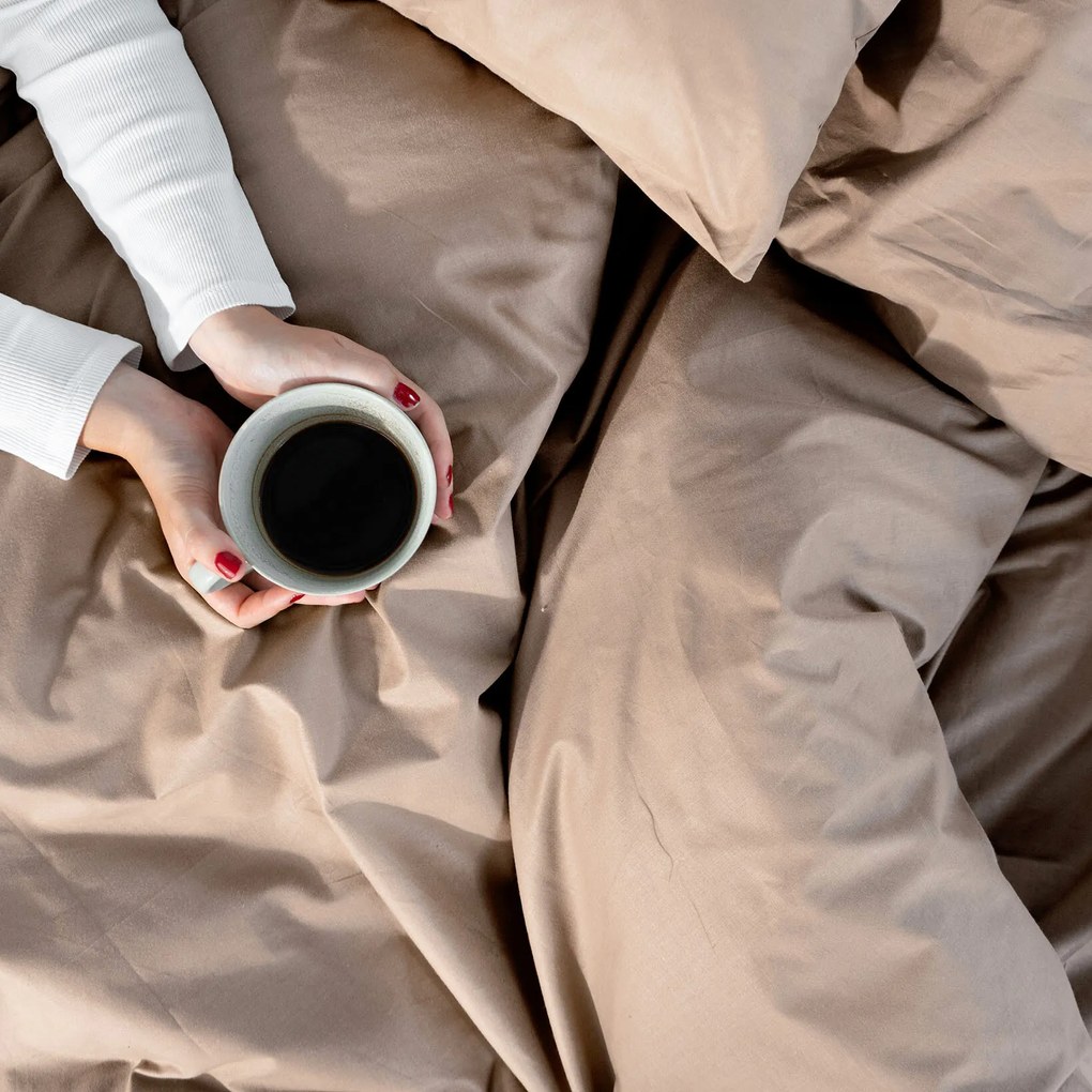 Goldea bavlnené posteľné obliečky - kávové hnedé 140 x 220 a 70 x 90 cm