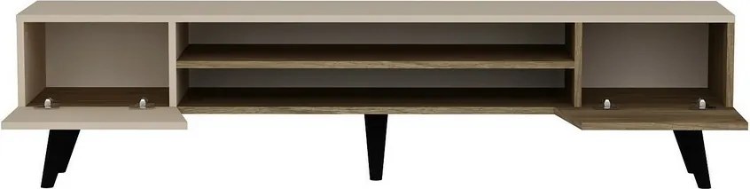 Clark TV stolík z orechového dreva a béžovej farby