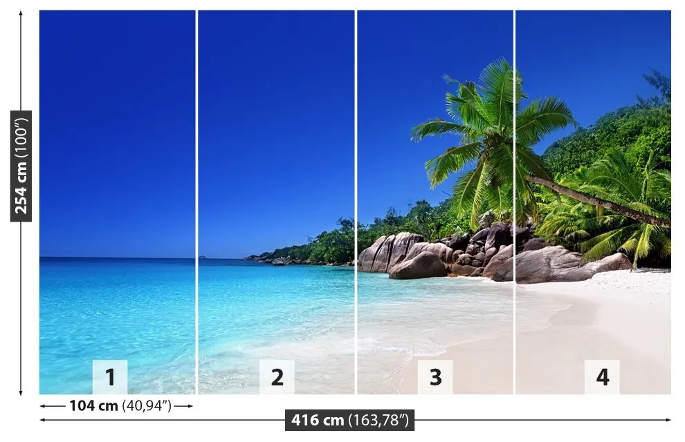 Fototapeta Vliesová Seychelská pláž 250x104 cm