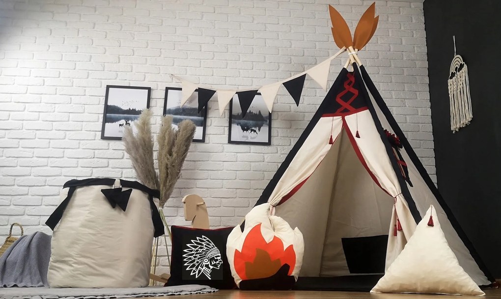 Detský stan TEEPEE (TÝPIE) INDIÁN s doplnkami - béžový