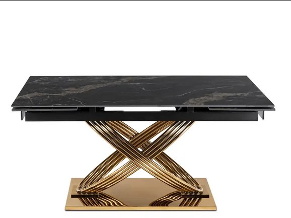 Rozkladací stôl RONNY 160–240 cm Čierny mramor / Zlatá