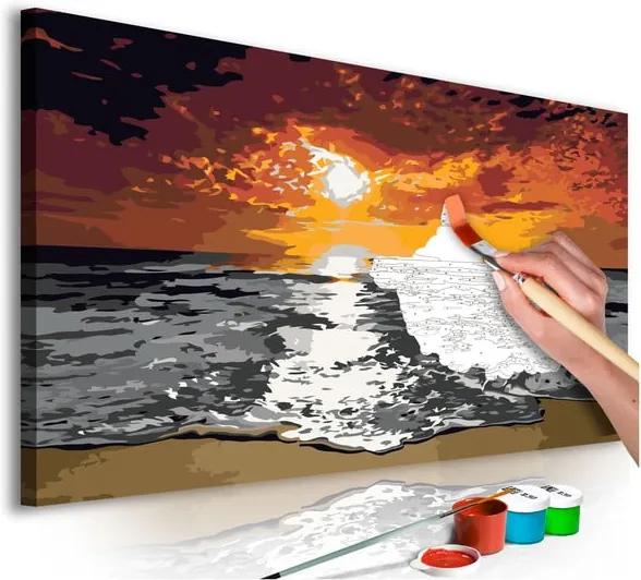 DIY set na tvorbu vlastného obrazu na plátne Artgeist Flames Sky, 80 × 40 cm