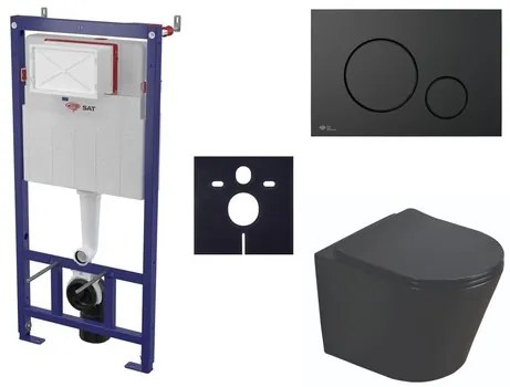 Cenovo zvýhodnený závesný WC set SAT do ľahkých stien / predstenová montáž + WC SAT Infinitio SIKOSSINB68K, 1 ks