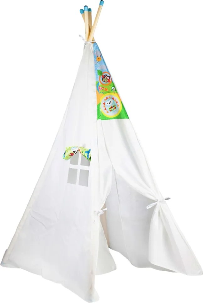 LEAN Toys Detský stan Tipi s mráčikmi, vodotesný domček do záhrady