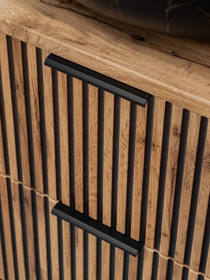 Závěsná skříňka Casad Nature s deskou 80 cm dub wotan/černá